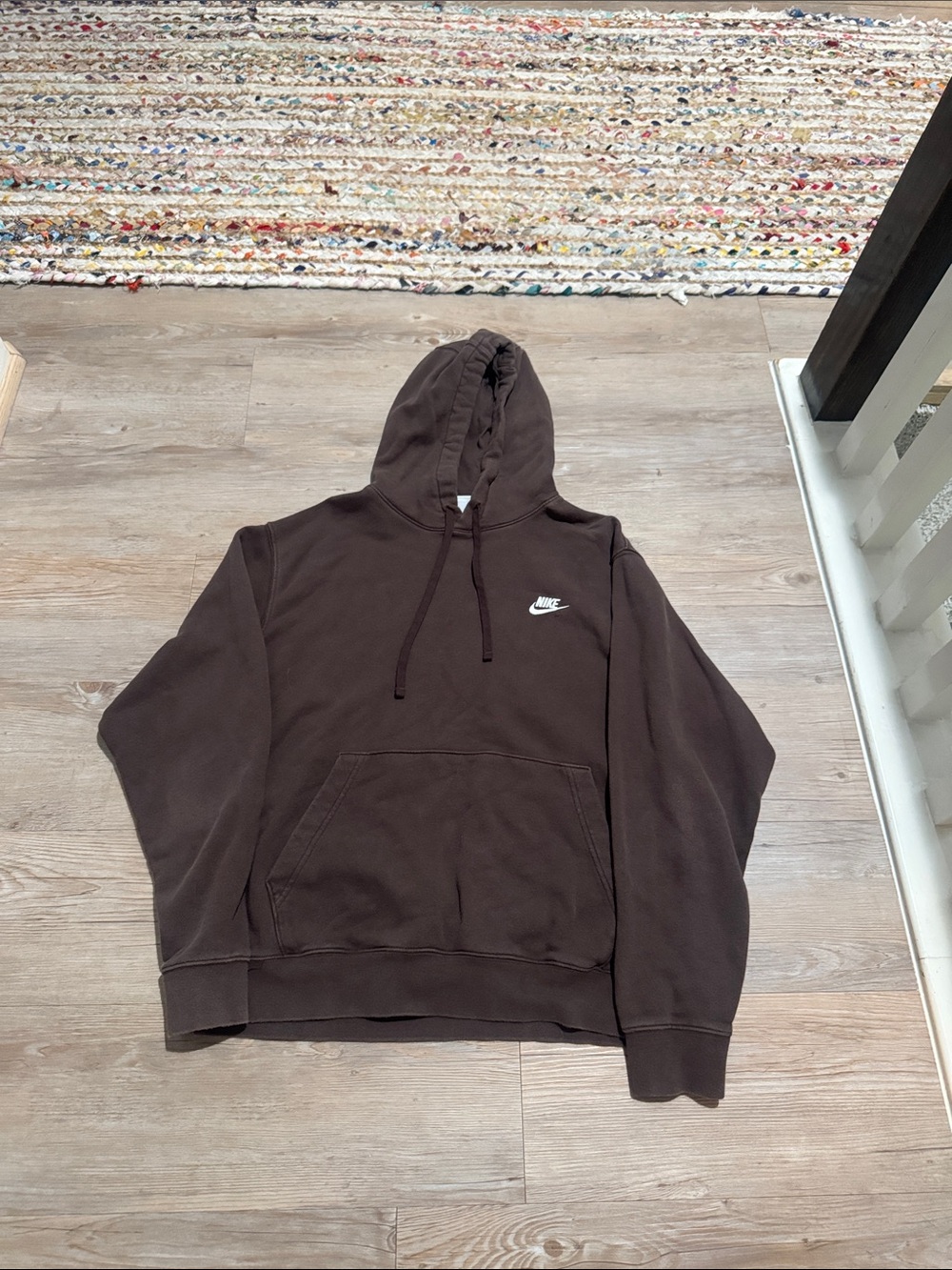 Nike Dark Brown Pullover Hoodie with White Swoosh